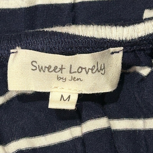 Sweet Lovely by Jen navy/white stripe off shoulder maxi dress - Picture 4 of 4